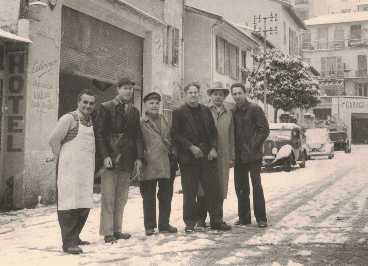 Hiver enneigé au Garage Luthringer, années 1954