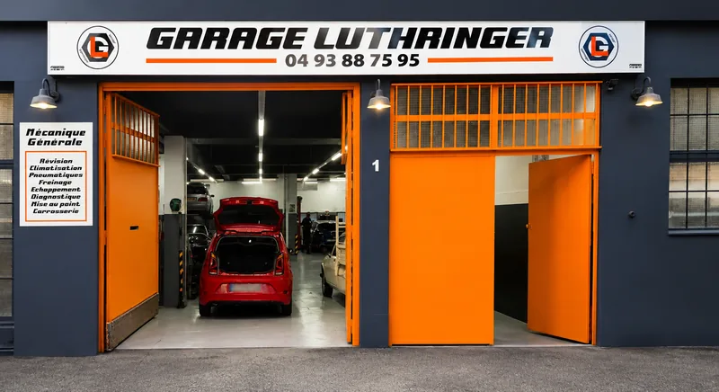 Collection de plaques émaillées automobiles dans l'escalier du garage
